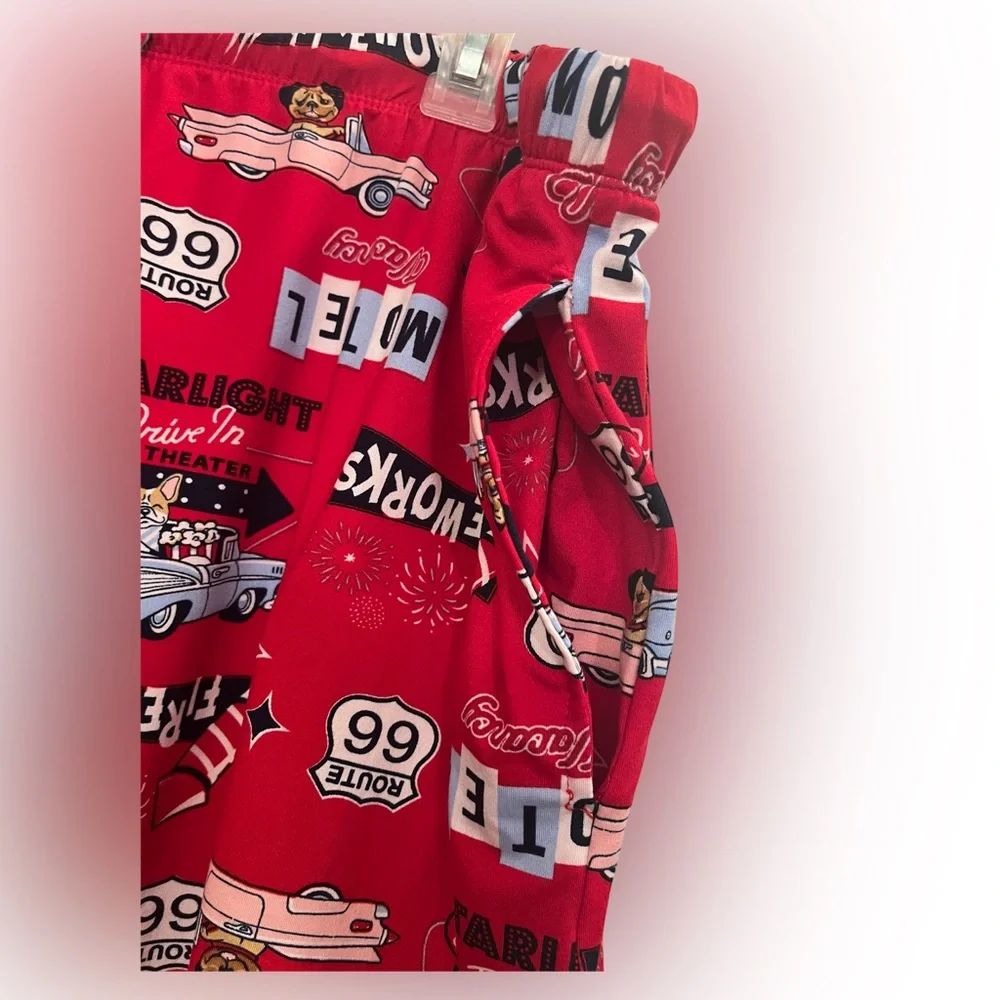 2X Secret Treasures Retro Red Printed Lounge Shorts - Picture 2 of 6